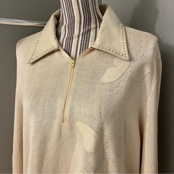 Philippe Marques Vintage Long Sleeve Collared 1/4 Zip Butterfly Sweater Size 16 - Picture 2 of 16